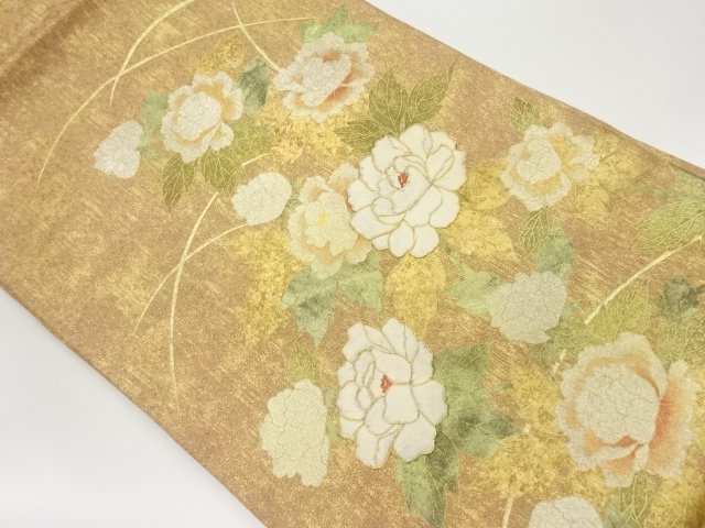 JAPANESE NAGOYA OBI / KINSAI / EMBROIDERY / PEONY